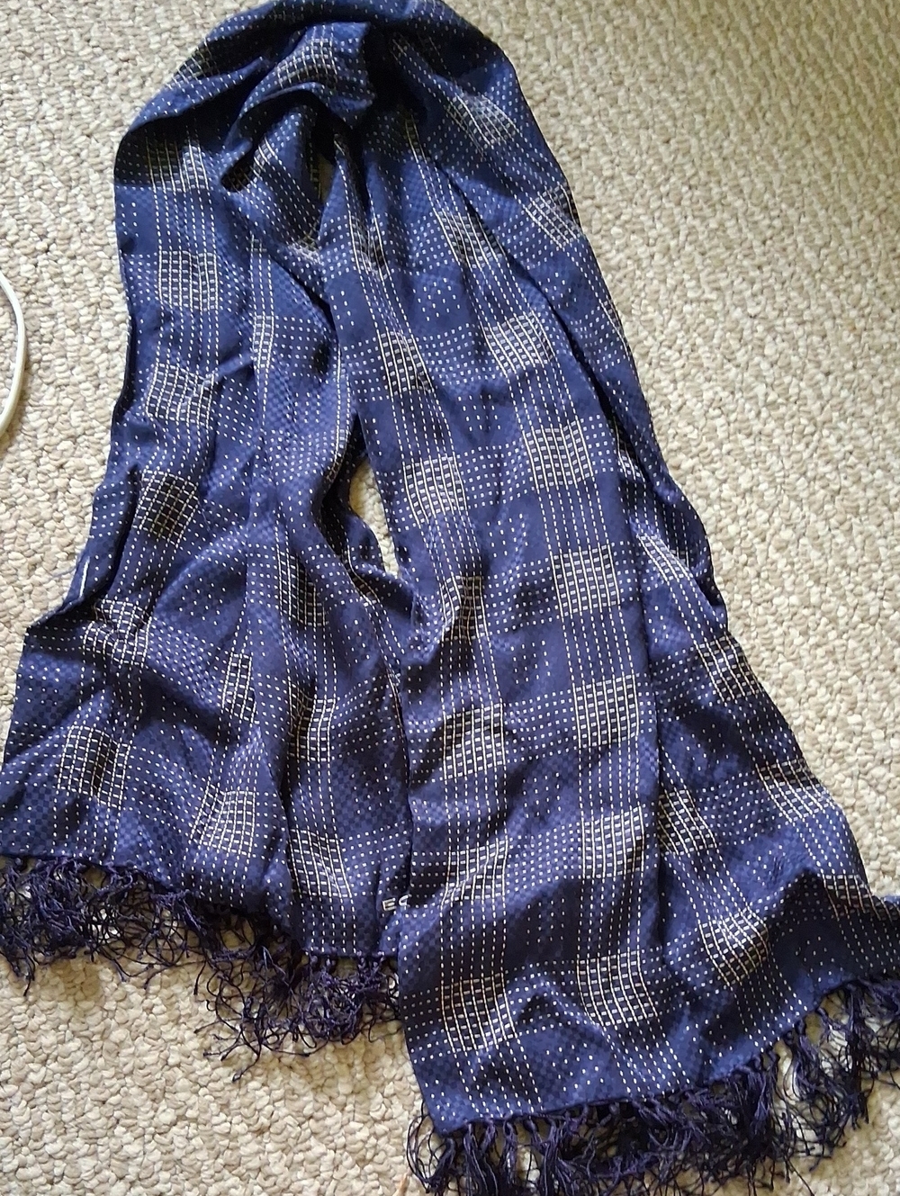 Vintage Echo Silk scarf with fringe